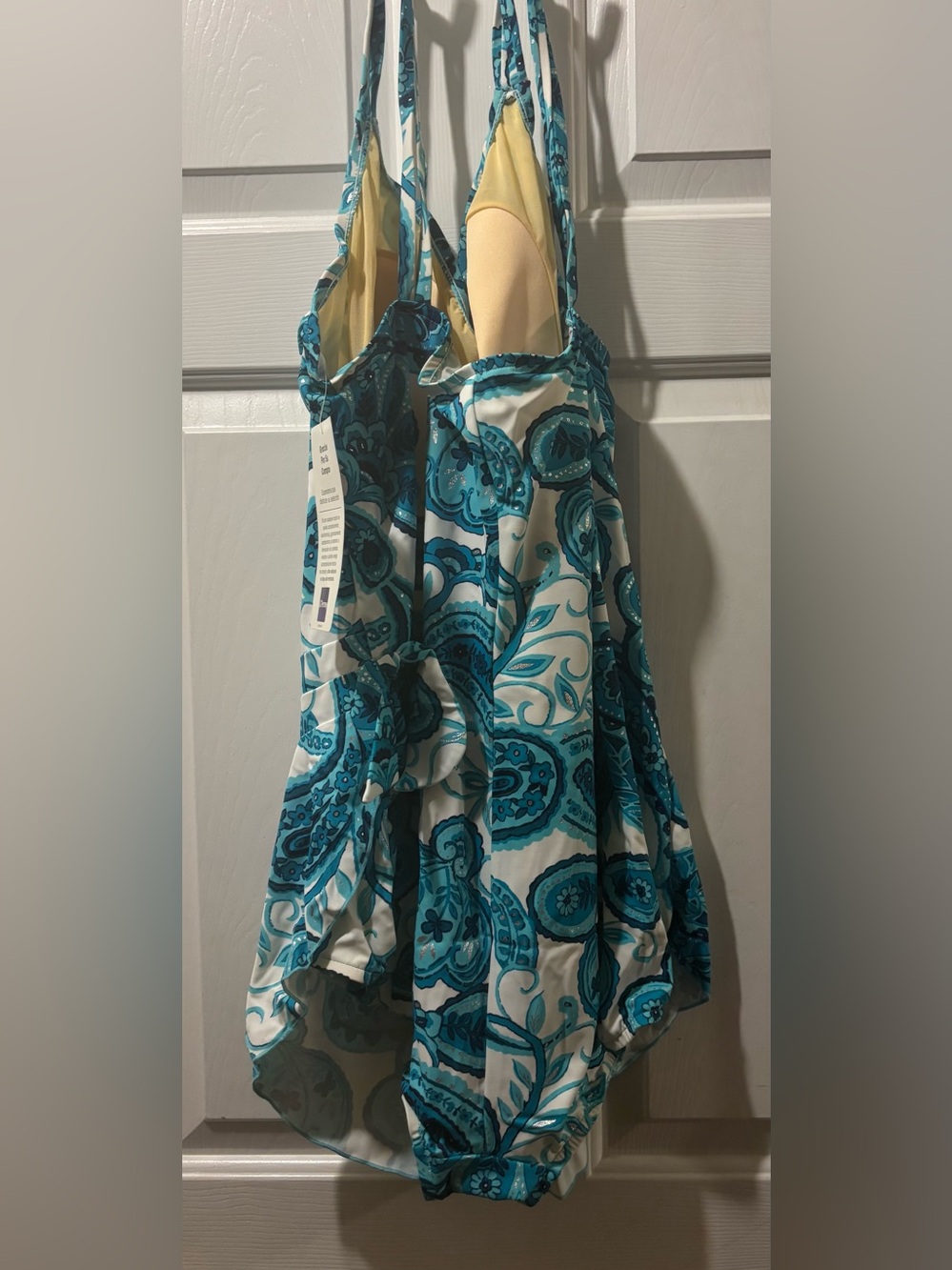 Woman’s 26W Teal and Paisley Swimsuit - Picture 2 of 3